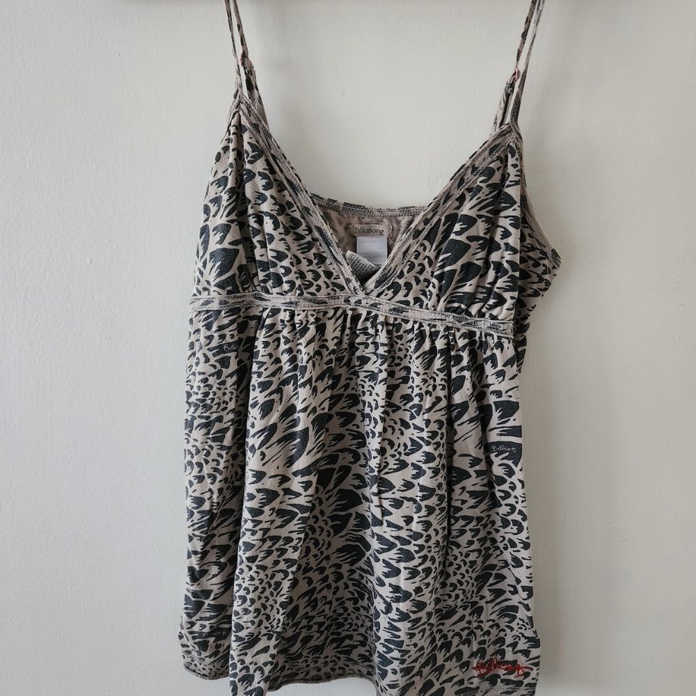 Billabong Gray Leopard Print Cami, Size Medium - image 1